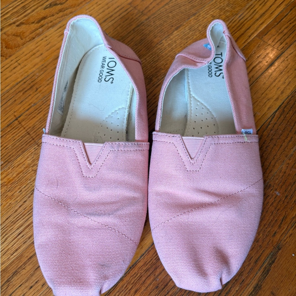 TOMS Kids Pink Canvas Slip-On Sneakers